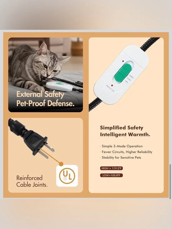 VagasCape Small Heated Pet Bed Mat for Small Pets - Gray - Picture 10 of 12